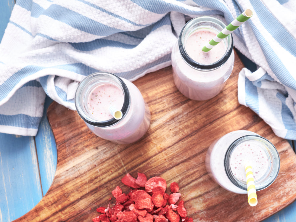 modern nature liquid stevia drops sweetener strawberry milkshake recipe sugar free calorie free vegan keto paleo 
